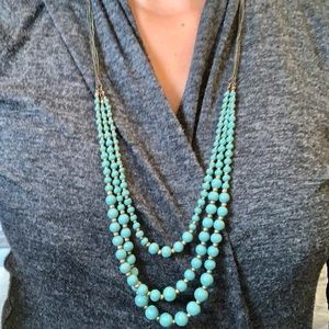 Long Layered Turquoise Beaded Necklace